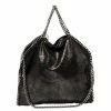 Cheap 😉 Stella McCartney Metallic Black Faux Leather Small Falabella Tote For 👩 Women ✔️ -Stella McCartney Shop luxury women stella mccartney used handbags p421067 009