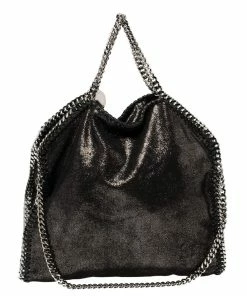 Cheap 😉 Stella McCartney Metallic Black Faux Leather Small Falabella Tote For 👩 Women ✔️