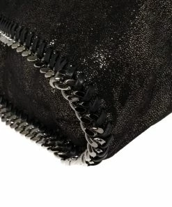 Cheap 😉 Stella McCartney Metallic Black Faux Leather Small Falabella Tote For 👩 Women ✔️ -Stella McCartney Shop luxury women stella mccartney used handbags p421067 011