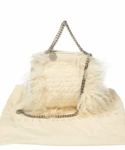 Deals 😍 Stella McCartney Cream Faux Fur Tiny Falabella Crossbody Bag For 👩 Women 👏 -Stella McCartney Shop luxury women stella mccartney used handbags p423227 010