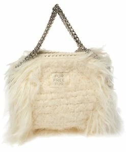 Deals 😍 Stella McCartney Cream Faux Fur Tiny Falabella Crossbody Bag For 👩 Women 👏 -Stella McCartney Shop luxury women stella mccartney used handbags p423227 011