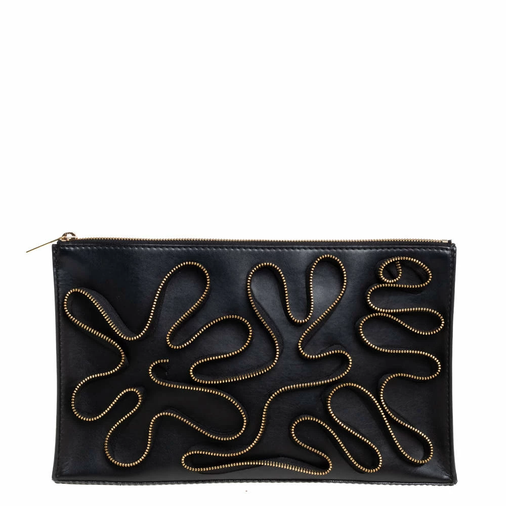 Promo ๐ Stella McCartney Black Faux Leather Zipper Embellished Cavendish Clutch For ๐ฉ Women ๐ 3 Promo ๐ Stella McCartney Black Faux Leather Zipper Embellished Cavendish Clutch For ๐ฉ Women ๐