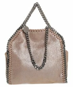 Best Pirce ⌛ Stella McCartney Metallic Beige Faux Leather Tiny Falabella Shoulder Bag For 👩 Women 🛒