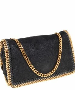 Discount 🧨 Stella McCartney Black Faux Leather Falabella Clutch For 👩 Women 🌟 -Stella McCartney Shop luxury women stella mccartney used handbags p425687 004