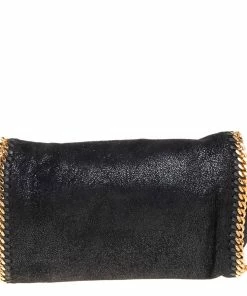 Discount 🧨 Stella McCartney Black Faux Leather Falabella Clutch For 👩 Women 🌟 -Stella McCartney Shop luxury women stella mccartney used handbags p425687 005