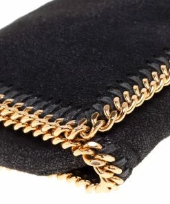 Discount 🧨 Stella McCartney Black Faux Leather Falabella Clutch For 👩 Women 🌟 -Stella McCartney Shop luxury women stella mccartney used handbags p425687 010