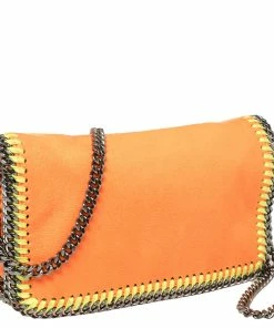 Discount 🛒 Stella McCartney Neon Orange Faux Leather Falabella Flap Crossbody Bag For 👩 Women 🎉 -Stella McCartney Shop luxury women stella mccartney used handbags p430536 007
