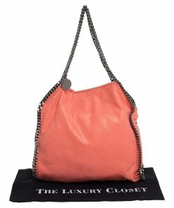 Buy 💯 Stella McCartney Coral Orange Faux Suede Small Falabella Tote For 👩 Women 🎁 -Stella McCartney Shop luxury women stella mccartney used handbags p431310 005