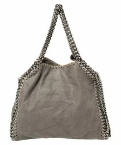 Best Sale 🔔 Stella McCartney Grey Faux Leather Mini Falabella Tote For 👩 Women 🌟 -Stella McCartney Shop luxury women stella mccartney used handbags p432237 004
