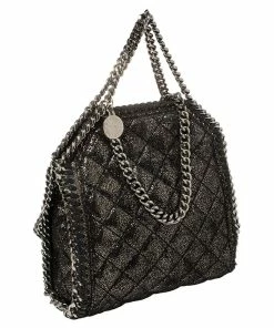 Wholesale 😀 Stella McCartney Metallic Black Faux Suede Falabella Crossbody Bag For 👩 Women 🛒 -Stella McCartney Shop luxury women stella mccartney used handbags p432277 002