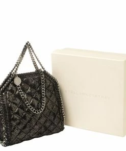 Wholesale 😀 Stella McCartney Metallic Black Faux Suede Falabella Crossbody Bag For 👩 Women 🛒 -Stella McCartney Shop luxury women stella mccartney used handbags p432277 004