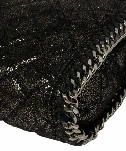 Wholesale 😀 Stella McCartney Metallic Black Faux Suede Falabella Crossbody Bag For 👩 Women 🛒 -Stella McCartney Shop luxury women stella mccartney used handbags p432277 009