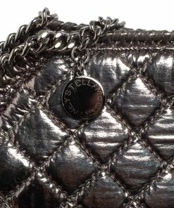 Wholesale 😉 Stella McCartney Metallic Silver Faux Patent Leather Tiny Falabella Crossbody Bag For 👩 Women 😉 -Stella McCartney Shop luxury women stella mccartney used handbags p436872 003