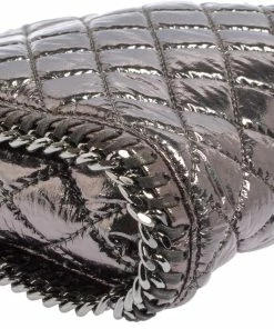 Wholesale 😉 Stella McCartney Metallic Silver Faux Patent Leather Tiny Falabella Crossbody Bag For 👩 Women 😉 -Stella McCartney Shop luxury women stella mccartney used handbags p436872 005