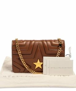 Cheapest ⌛ Stella McCartney Brown Faux Leather Stella Star Crossbody Bag For 👩 Women 🔔 -Stella McCartney Shop luxury women stella mccartney used handbags p439208 003