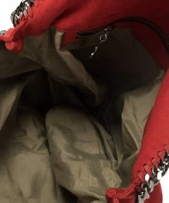 Best Sale 😀 Stella McCartney Red Faux Suede Small Falabella Tote For 👩 Women 😉 -Stella McCartney Shop luxury women stella mccartney used handbags p441541 002