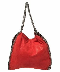 Best Sale 😀 Stella McCartney Red Faux Suede Small Falabella Tote For 👩 Women 😉 -Stella McCartney Shop luxury women stella mccartney used handbags p441541 006