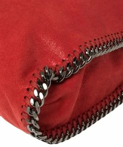 Best Sale 😀 Stella McCartney Red Faux Suede Small Falabella Tote For 👩 Women 😉 -Stella McCartney Shop luxury women stella mccartney used handbags p441541 011
