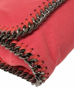 Flash Sale 😉 Stella McCartney Coral Orange Faux Suede Falabella Flap Shoulder Bag For 👩 Women 🎁 -Stella McCartney Shop luxury women stella mccartney used handbags p442383 005