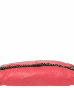 Flash Sale 😉 Stella McCartney Coral Orange Faux Suede Falabella Flap Shoulder Bag For 👩 Women 🎁 -Stella McCartney Shop luxury women stella mccartney used handbags p442383 012