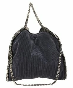Best Pirce 🛒 Stella McCartney Grey Velvet And Faux Leather Small Falabella Tote For 👩 Women 💯