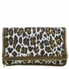 Best Pirce 🎁 Stella Mccartney Leopard Print Canvas Faux Leather Trim Foldover Clutch For 👩 Women 😉