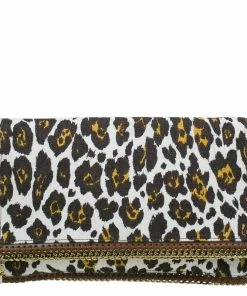 Best Pirce 🎁 Stella Mccartney Leopard Print Canvas Faux Leather Trim Foldover Clutch For 👩 Women 😉