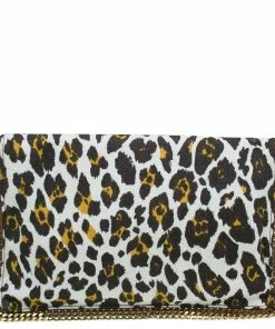Best Pirce 🎁 Stella Mccartney Leopard Print Canvas Faux Leather Trim Foldover Clutch For 👩 Women 😉 -Stella McCartney Shop luxury women stella mccartney used handbags p44645 004