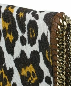 Best Pirce 🎁 Stella Mccartney Leopard Print Canvas Faux Leather Trim Foldover Clutch For 👩 Women 😉 -Stella McCartney Shop luxury women stella mccartney used handbags p44645 006