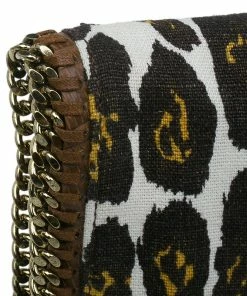 Best Pirce 🎁 Stella Mccartney Leopard Print Canvas Faux Leather Trim Foldover Clutch For 👩 Women 😉 -Stella McCartney Shop luxury women stella mccartney used handbags p44645 007