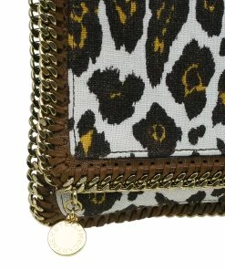Best Pirce 🎁 Stella Mccartney Leopard Print Canvas Faux Leather Trim Foldover Clutch For 👩 Women 😉 -Stella McCartney Shop luxury women stella mccartney used handbags p44645 010