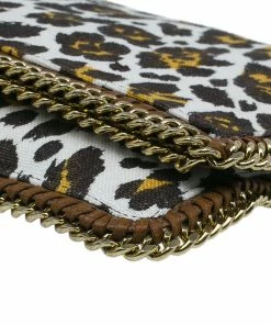 Best Pirce 🎁 Stella Mccartney Leopard Print Canvas Faux Leather Trim Foldover Clutch For 👩 Women 😉 -Stella McCartney Shop luxury women stella mccartney used handbags p44645 011
