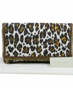 Best Pirce 🎁 Stella Mccartney Leopard Print Canvas Faux Leather Trim Foldover Clutch For 👩 Women 😉 -Stella McCartney Shop luxury women stella mccartney used handbags p44645 016