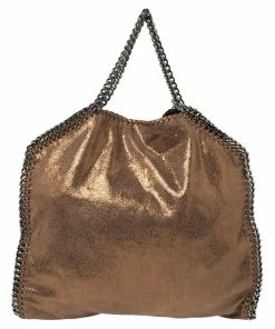 Deals 💯 Stella McCartney Metallic Brown Faux Leather Small Falabella Tote For 👩 Women ❤️ -Stella McCartney Shop luxury women stella mccartney used handbags p447861 003