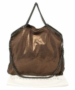 Deals 💯 Stella McCartney Metallic Brown Faux Leather Small Falabella Tote For 👩 Women ❤️ -Stella McCartney Shop luxury women stella mccartney used handbags p447861 004