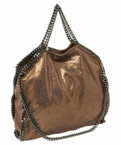 Deals 💯 Stella McCartney Metallic Brown Faux Leather Small Falabella Tote For 👩 Women ❤️ -Stella McCartney Shop luxury women stella mccartney used handbags p447861 005