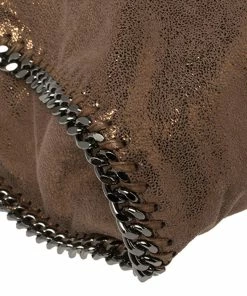 Deals 💯 Stella McCartney Metallic Brown Faux Leather Small Falabella Tote For 👩 Women ❤️ -Stella McCartney Shop luxury women stella mccartney used handbags p447861 010