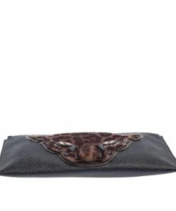 Best reviews of ✨ Stella McCartney Black/Brown Faux Leather And Calfhair Leopard Clutch For 👩 Women 🛒 -Stella McCartney Shop luxury women stella mccartney used handbags p447928 003
