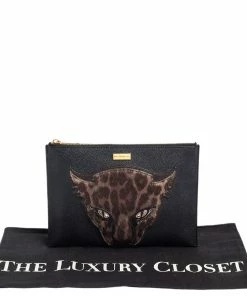 Best reviews of ✨ Stella McCartney Black/Brown Faux Leather And Calfhair Leopard Clutch For 👩 Women 🛒 -Stella McCartney Shop luxury women stella mccartney used handbags p447928 009