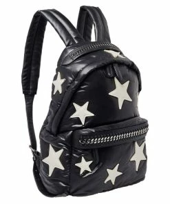 New 🥰 Stella McCartney Black Nylon Falabella Go Stars 🎒 Backpack For 👩 Women 🛒 -Stella McCartney Shop luxury women stella mccartney used handbags p462398 009