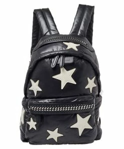 New 🥰 Stella McCartney Black Nylon Falabella Go Stars 🎒 Backpack For 👩 Women 🛒
