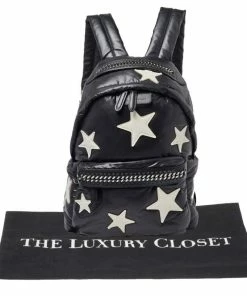 New 🥰 Stella McCartney Black Nylon Falabella Go Stars 🎒 Backpack For 👩 Women 🛒 -Stella McCartney Shop luxury women stella mccartney used handbags p462398 1625896739 014