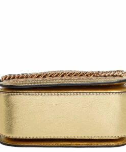 Discount 🧨 Stella McCartney Metallic Gold Woven Faux Leather Medium Falabella Box Shoulder Bag For 👩 Women 😀 -Stella McCartney Shop luxury women stella mccartney used handbags p466284 004