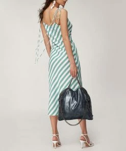 Cheap 🧨 Stella McCartney Metallic Blue Faux Leather Small Falabella Tote For 👩 Women 🔥 -Stella McCartney Shop luxury women stella mccartney used handbags p471320 013