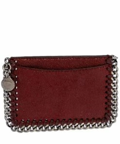 Best deal 🤩 Stella McCartney Maroon Faux Leather Card Holder For 👩 Women 😍