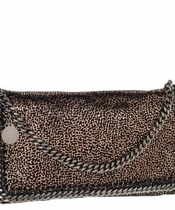Cheapest 🔥 Stella McCartney Gold Faux Suede Falabella Shoulder Bag For 👩 Women 😉 -Stella McCartney Shop luxury women stella mccartney used handbags p472987 009