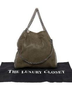 Brand new ❤️ Stella McCartney Green Faux Leather Falabella Tote For 👩 Women 😉 -Stella McCartney Shop luxury women stella mccartney used handbags p473641 006
