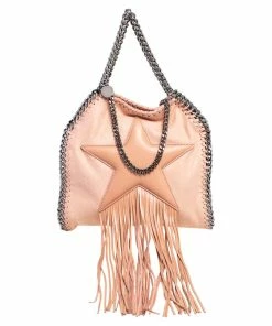 Hot Sale โญ Stella McCartney Light Peach Faux Suede Falabella Star Fringed Shoulder Bag For ๐ฉ Women ๐