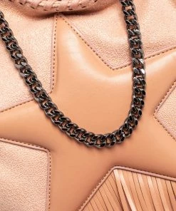 Hot Sale ⭐ Stella McCartney Light Peach Faux Suede Falabella Star Fringed Shoulder Bag For 👩 Women 👏 -Stella McCartney Shop luxury women stella mccartney used handbags p477249 006