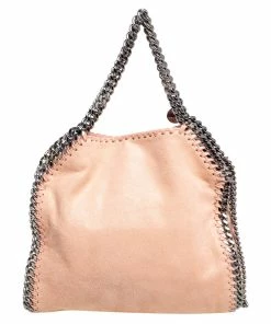 Hot Sale ⭐ Stella McCartney Light Peach Faux Suede Falabella Star Fringed Shoulder Bag For 👩 Women 👏 -Stella McCartney Shop luxury women stella mccartney used handbags p477249 009